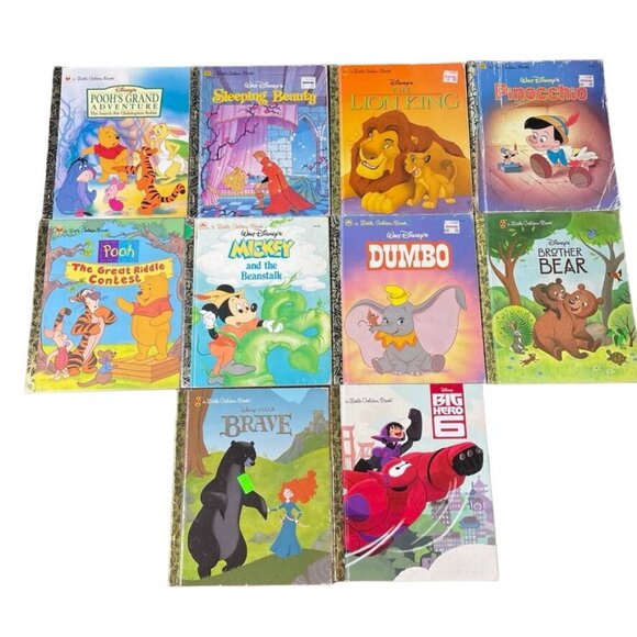 Lot 10 Little Golden Book Childrens Disney Titles Sleeping Beauty u Mickey Lion - Picture 1 of 8